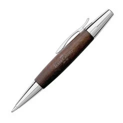 Faber-Castell Design E-Motion Chrome-Wood Brown Ballpoint Pen