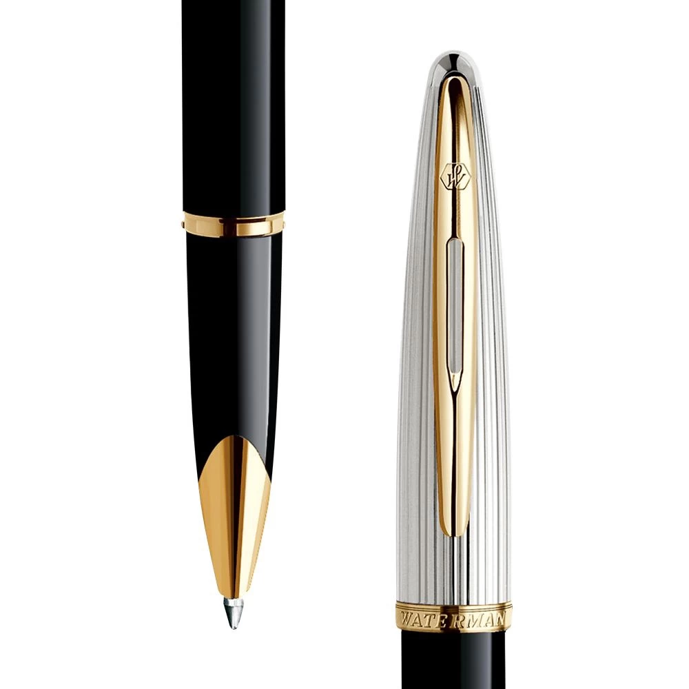 Waterman Carene Deluxe Black & Silver Gold Trim Ballpoint Pen 2 Waterman Carene Deluxe Black & Silver Gold Trim Ballpoint Pen - Image 2