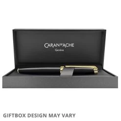Caran D’ache Leman Ebony Black Gold Trim Rollerball Pen -Fine Pen Shop 15535 497 1