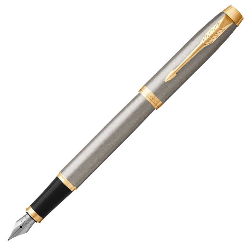 Parker IM Brushed Metal Gold Trim Fountain Pen 1 Parker IM Brushed Metal Gold Trim Fountain Pen