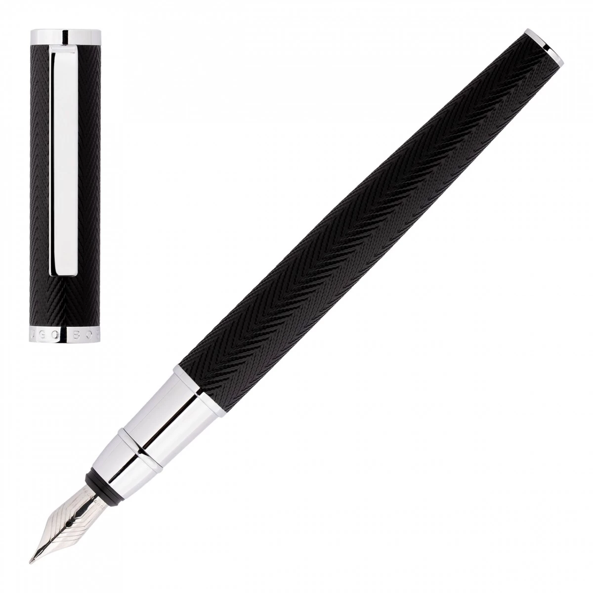 Hugo Boss Formation Herringbone Chrome Fountain Pen 1 Hugo Boss Formation Herringbone Chrome Fountain Pen