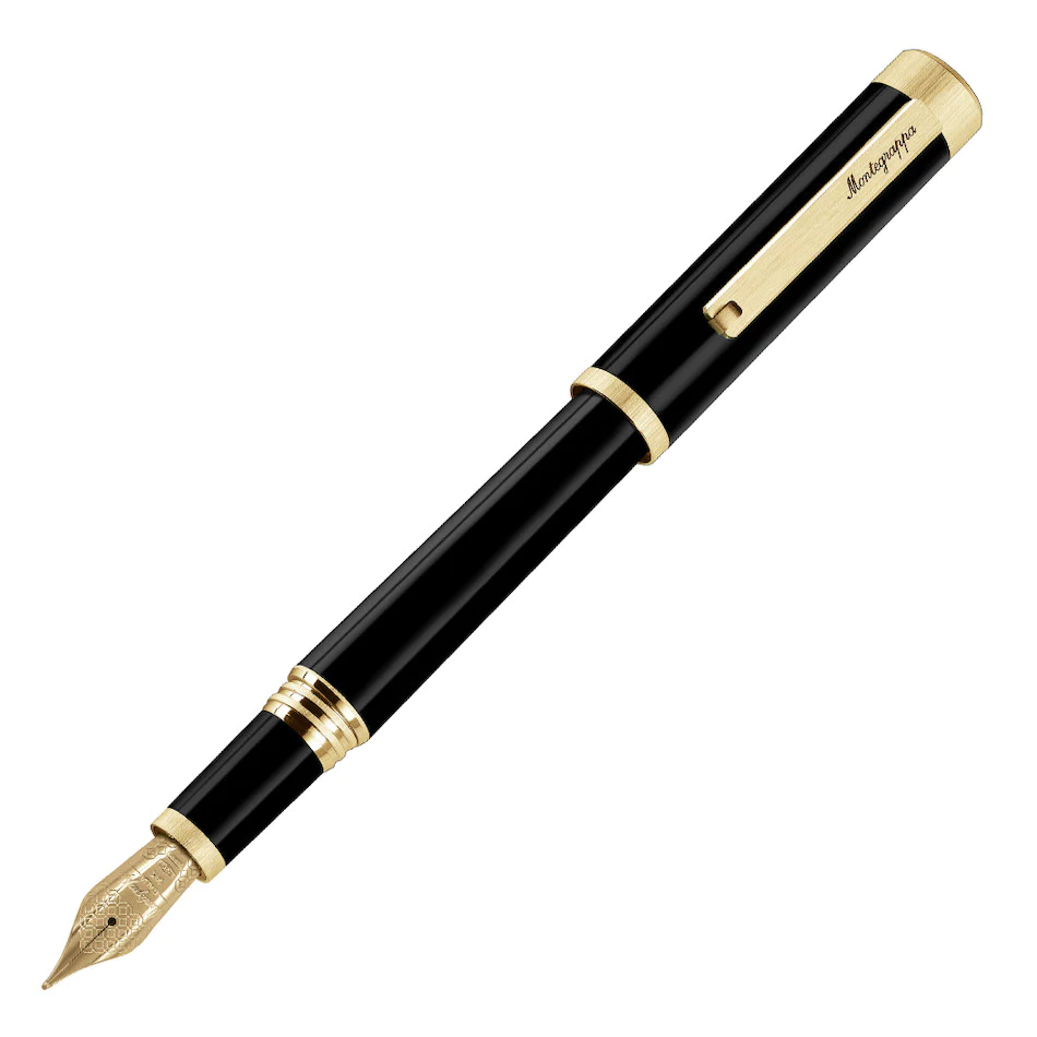 Montegrappa Zero Black Gold Trim Fountain Pen 1 Montegrappa Zero Black Gold Trim Fountain Pen
