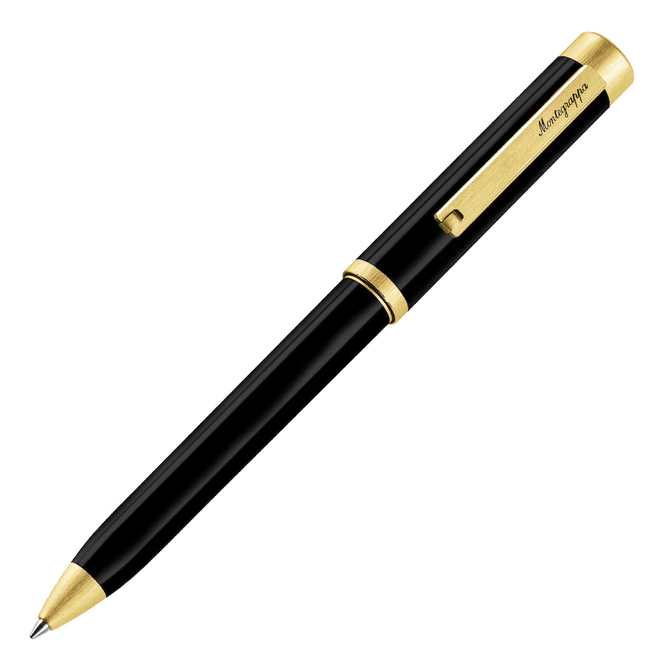 Montegrappa Zero Black Gold Trim Ballpoint Pen 1 Montegrappa Zero Black Gold Trim Ballpoint Pen