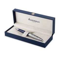 Waterman Carene Special Edition Deluxe Blue And Chrome Trim -Fine Pen Shop WT95026 Waterman Carene Deluxe Ballpoint Pen Special Edition Blue with Chrome Trim DTL2 P2