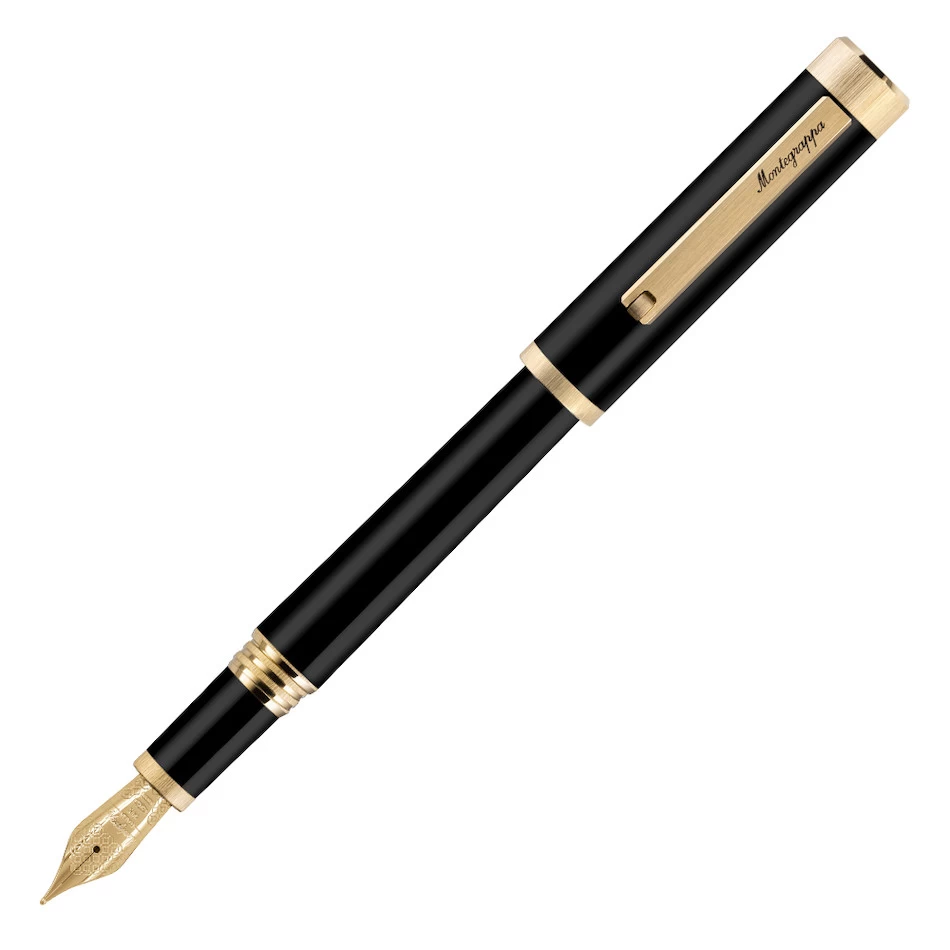 Montegrappa Quattro Black Gold Trim 18K Nib Fountain Pen 1 Montegrappa Quattro Black Gold Trim 18K Nib Fountain Pen