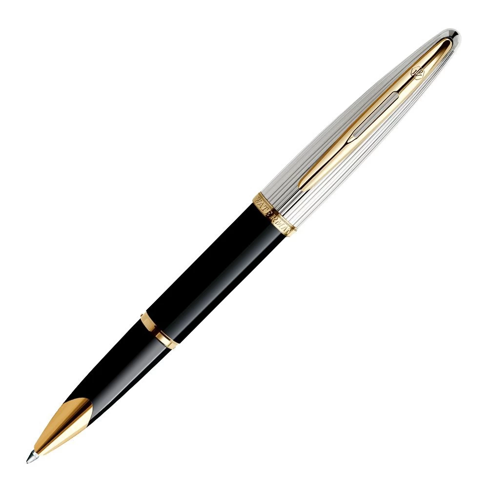 Waterman Carene Deluxe Black & Silver Gold Trim Ballpoint Pen 1 Waterman Carene Deluxe Black & Silver Gold Trim Ballpoint Pen