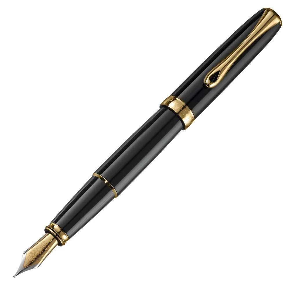 Diplomat Excellence A2 Black Lacquer Gold Trim 14ct Fountain Pen 1 Diplomat Excellence A2 Black Lacquer Gold Trim 14ct Fountain Pen