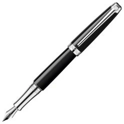 Caran DāAche Leman Ebony Black Silver Trim Fountain Pen MEDIUM