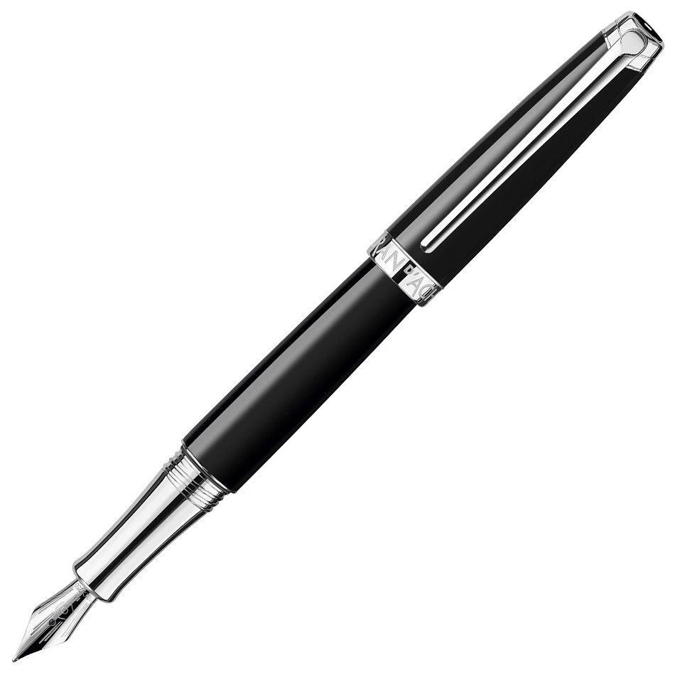 Caran D’Ache Leman Ebony Black Silver Trim Fountain Pen MEDIUM 1 Caran D’Ache Leman Ebony Black Silver Trim Fountain Pen MEDIUM