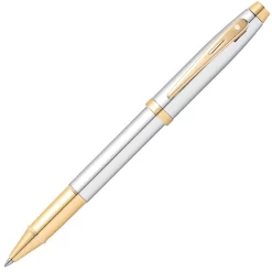 Sheaffer 100 Bright Chrome With Gold Trim Rollerball
