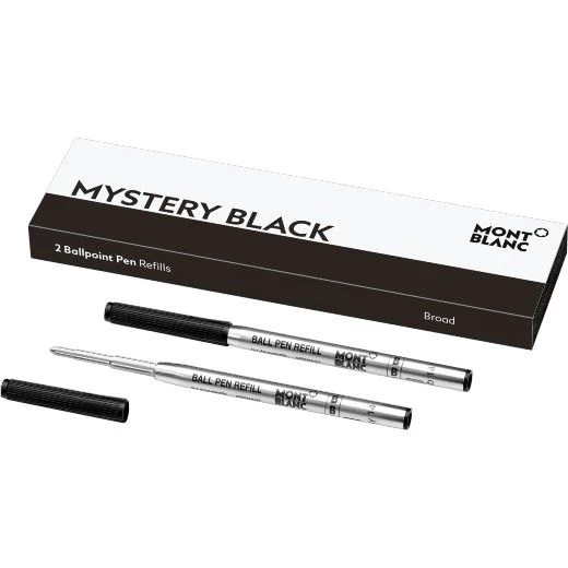 Montblanc Mystery Black Ballpoint Pen Twin Pack Refill- Broad Nib 1 Montblanc Mystery Black Ballpoint Pen Twin Pack Refill- Broad Nib