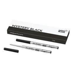 Montblanc Mystery Black Ballpoint Pen Twin Pack Refill- Fine Nib