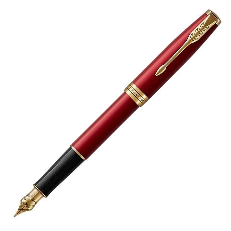 Parker Sonnet Red Lacquer Gold Trim Fountain Pen 1 Parker Sonnet Red Lacquer Gold Trim Fountain Pen