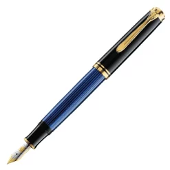 Pelikan Souveraen M600 Black And Blue Gold Trim Fountain Pen