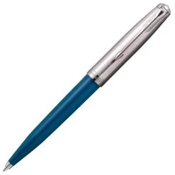Parker 51 Teal Blue And Chrome Ballpoint Pen