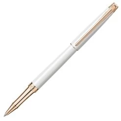 Caran D’Ache Leman Slim White/Rose Gold Rollerball Pen